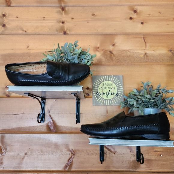 Ecco Other - ECCO Black Leather Moc Toe Driving Penny Loafers Comfort Dress Shoes Men Sz 11 D